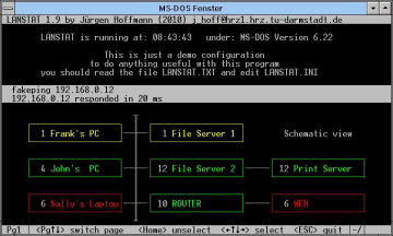 Screenshot #8a: An example of LANSTAT's screen layout.