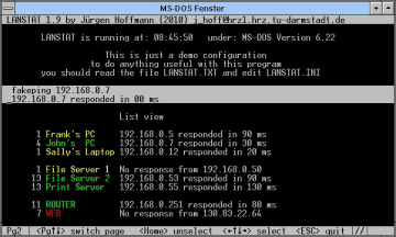 Screenshot #8b: An example of LANSTAT's screen layout.