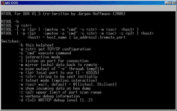 Screenshot #10: The help screen of the network utility NTOOL.EXE.