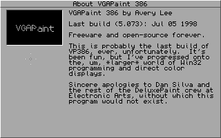 Screenshot #3: VGAPaint 386 'About' screen.